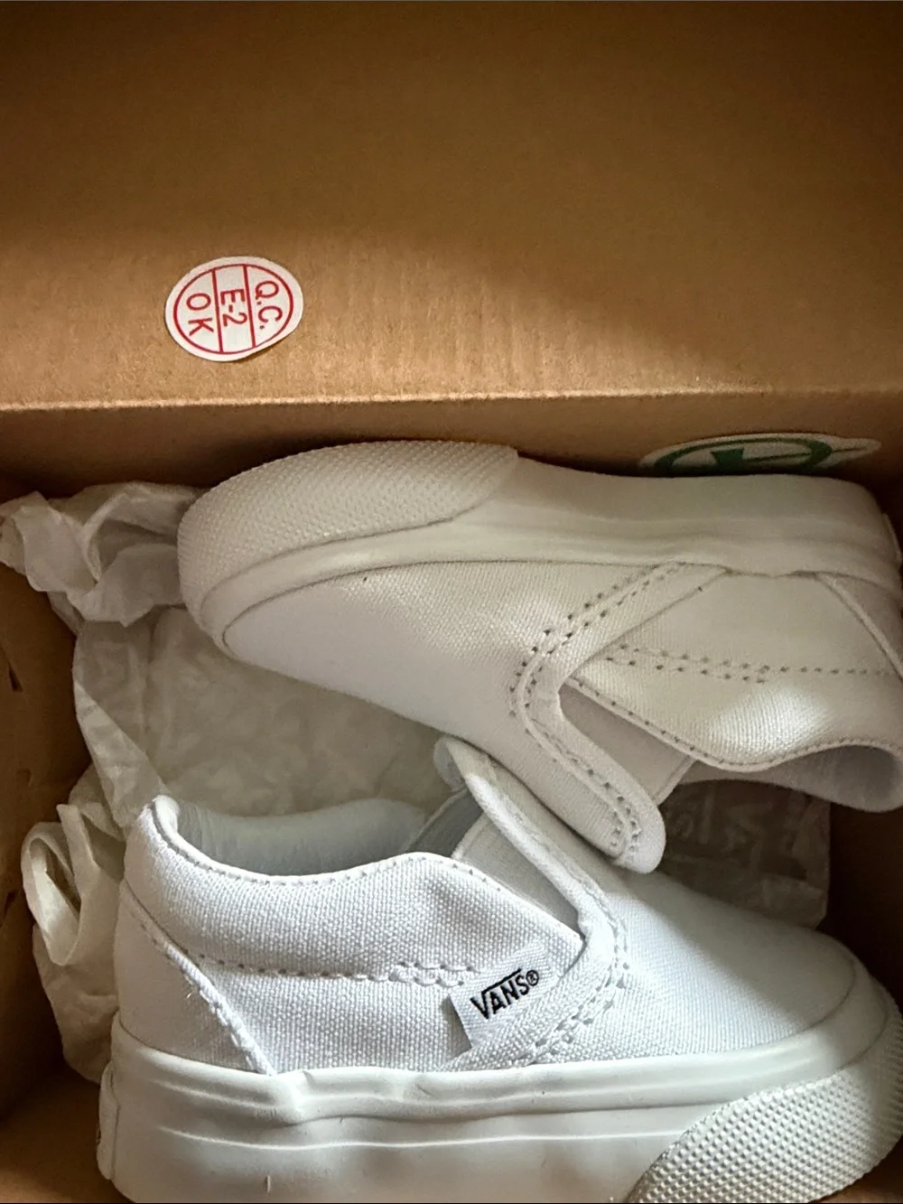 Vans Kids White Slip-On Canvas Sneakers